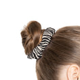 Load image into Gallery viewer, Zebra Print Scrunchie — Black & White Animal-Print Hair Tie