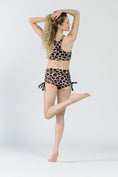 Load image into Gallery viewer, Side Tie Short // Gold + Purple Leopard