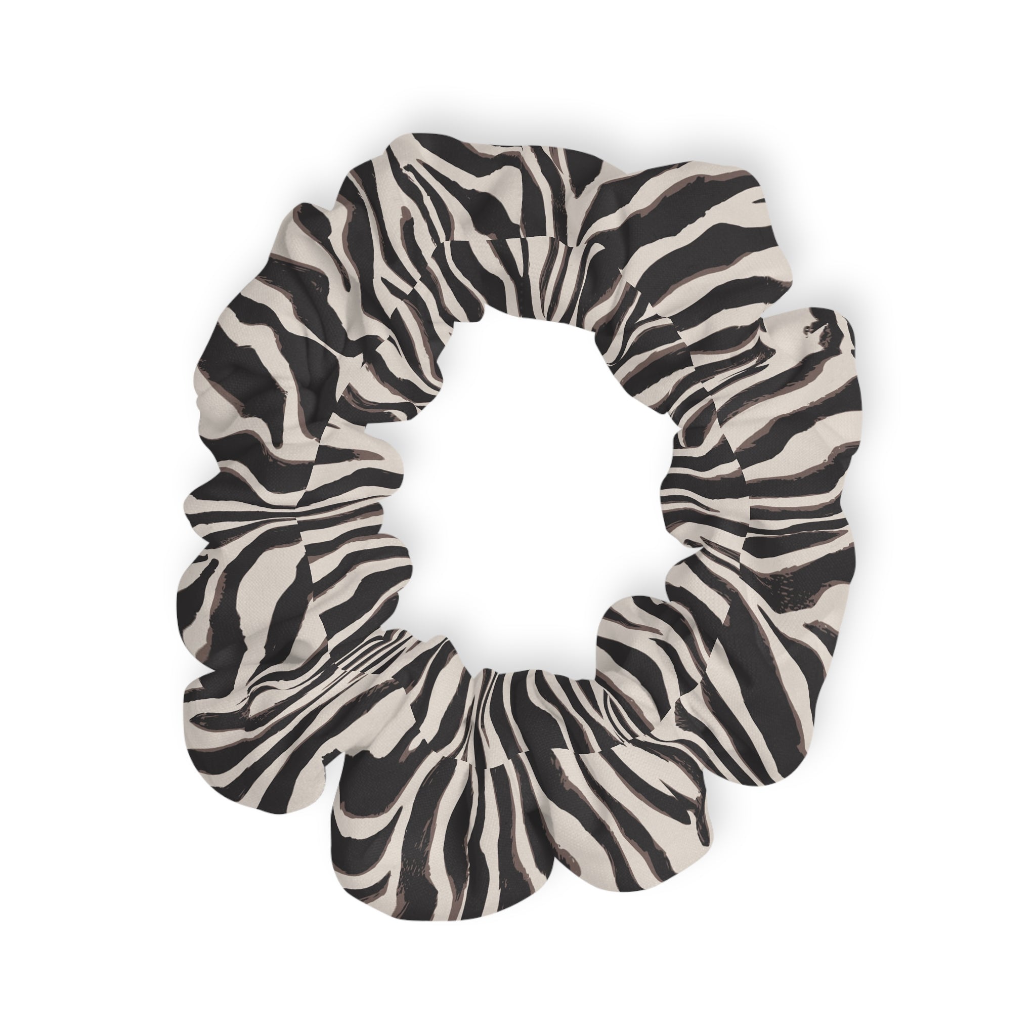 Zebra Print Scrunchie — Black & White Animal-Print Hair Tie