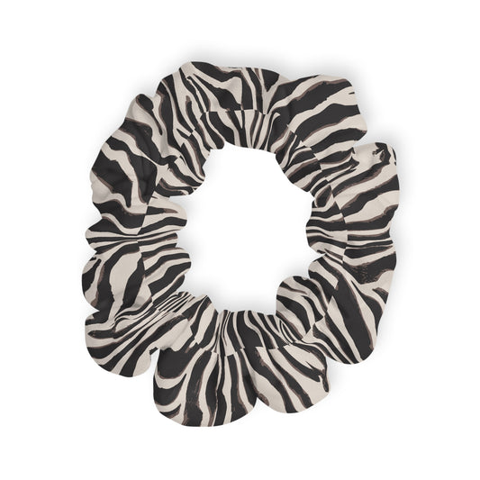 Zebra Print Scrunchie — Black & White Animal-Print Hair Tie