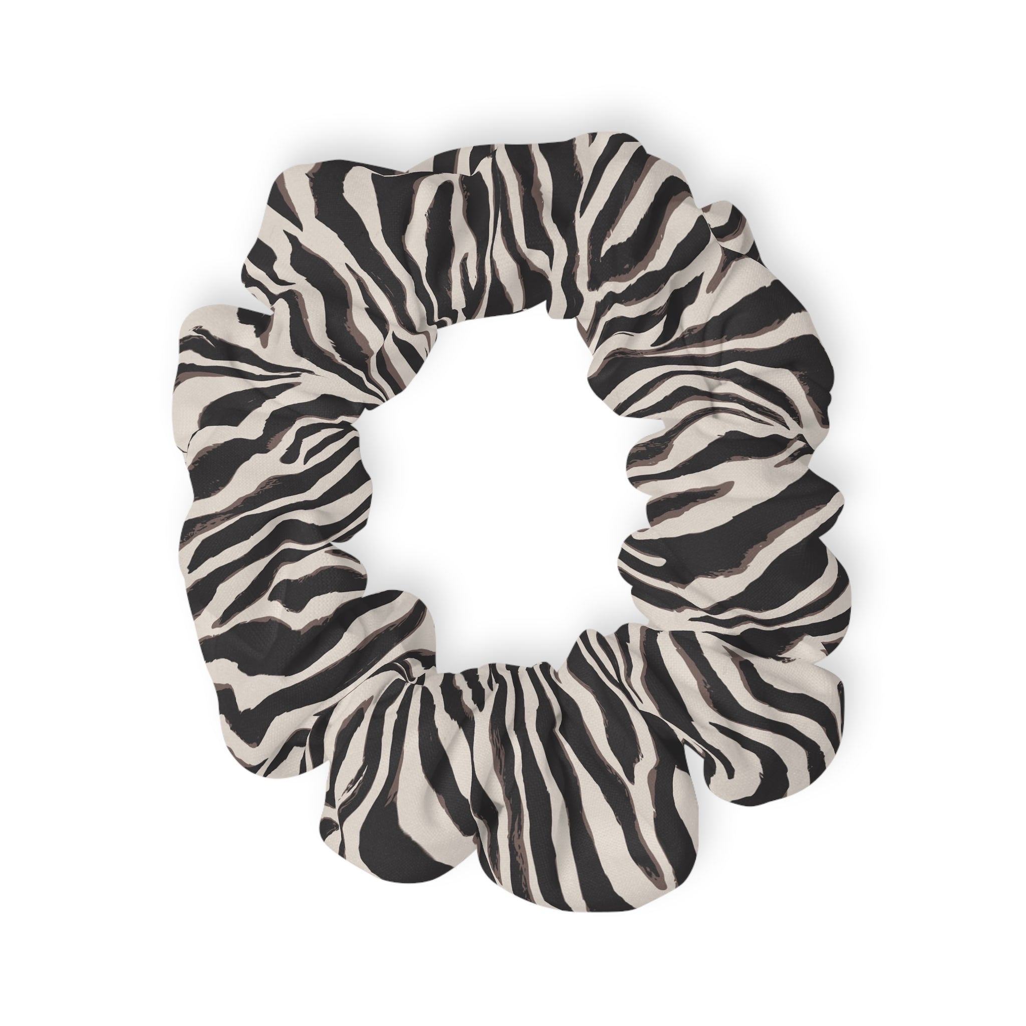 Zebra Print Scrunchie — Black & White Animal-Print Hair Tie