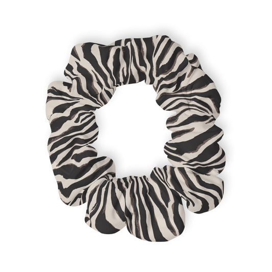 Zebra Print Scrunchie — Black & White Animal-Print Hair Tie