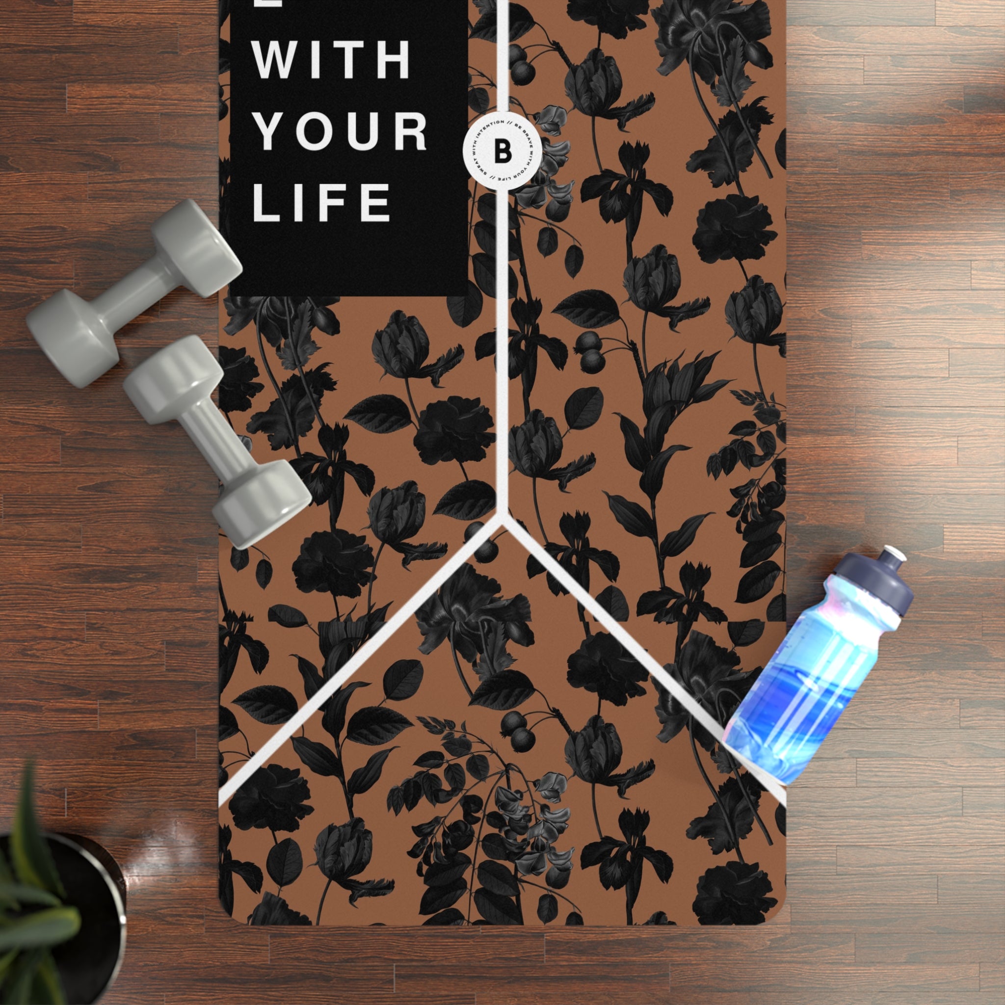 Dark Flowers x Brass | Natural Rubber Mat