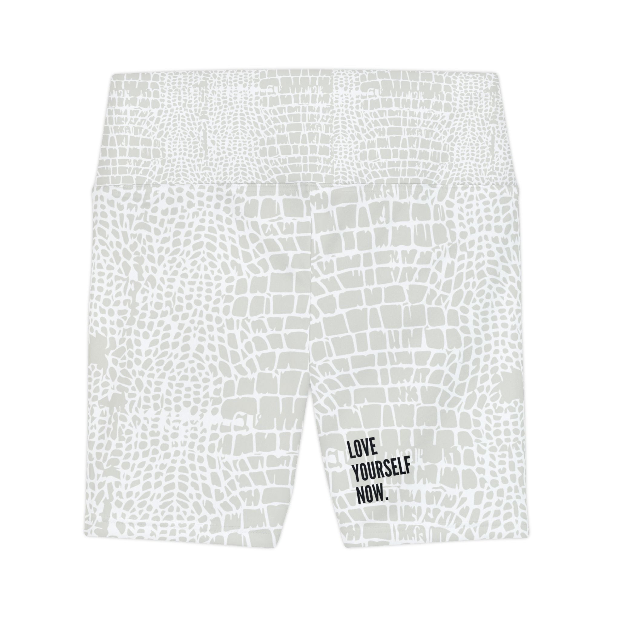 Cream Python High Waisted Workout Shorts