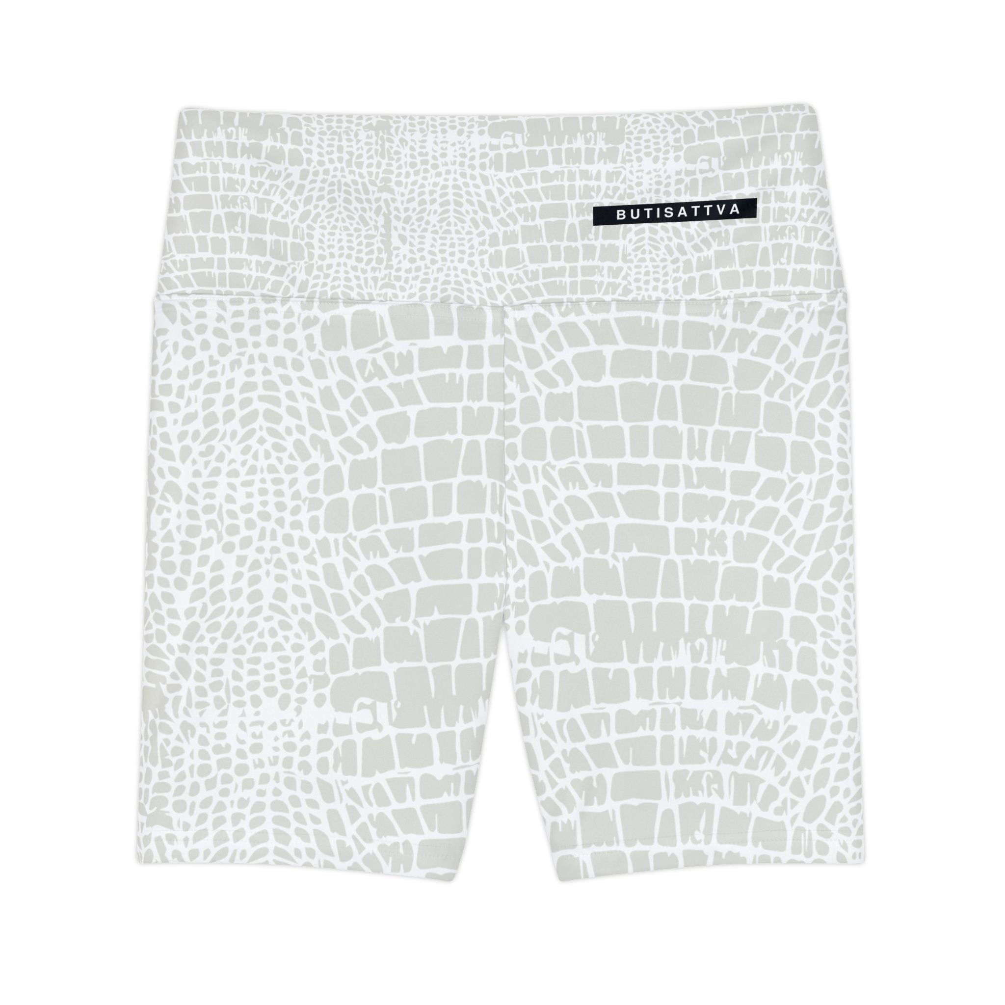 Cream Python High Waisted Workout Shorts