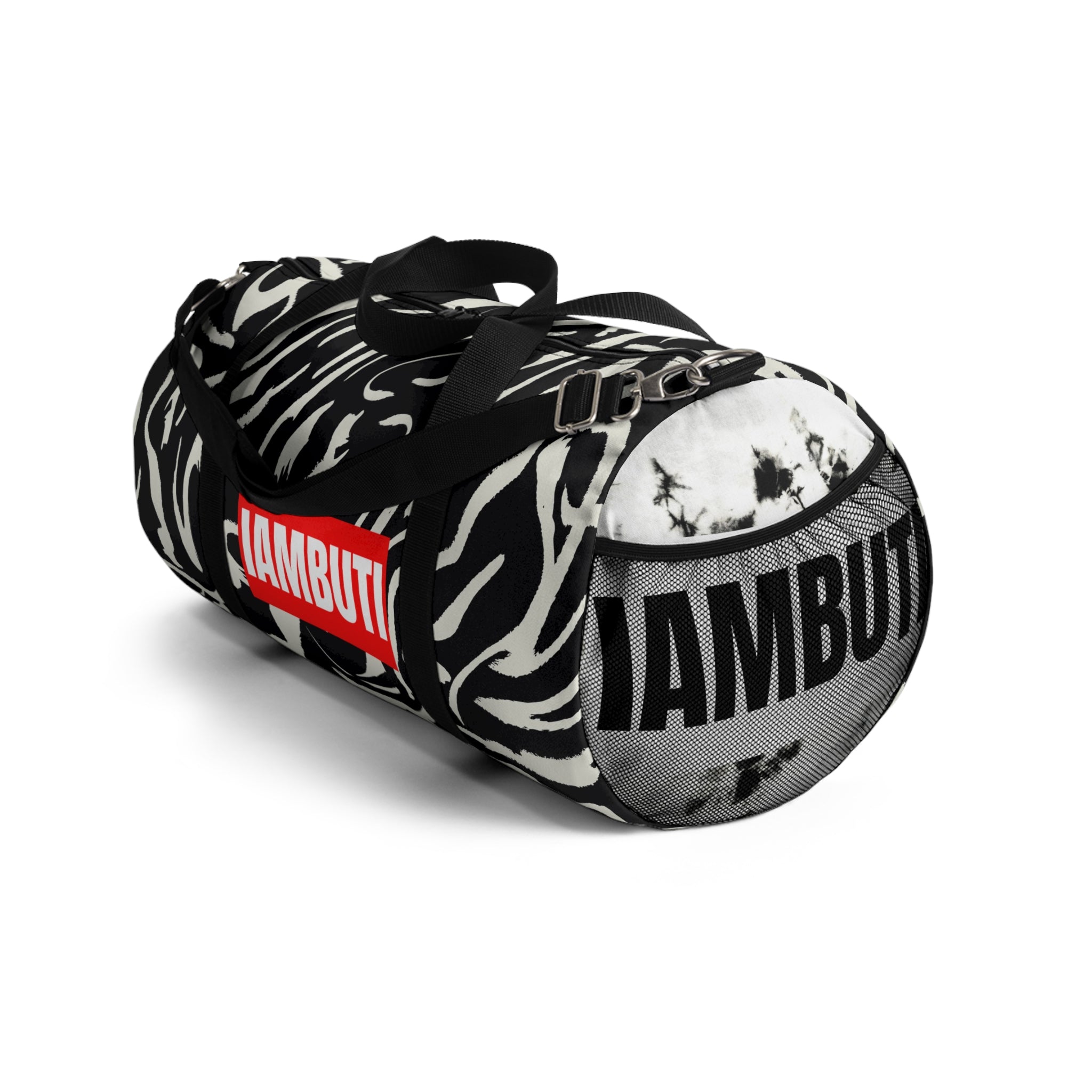 IAMBUTI Contrast Gym Duffel // Glitch Zebra x Tie Dye