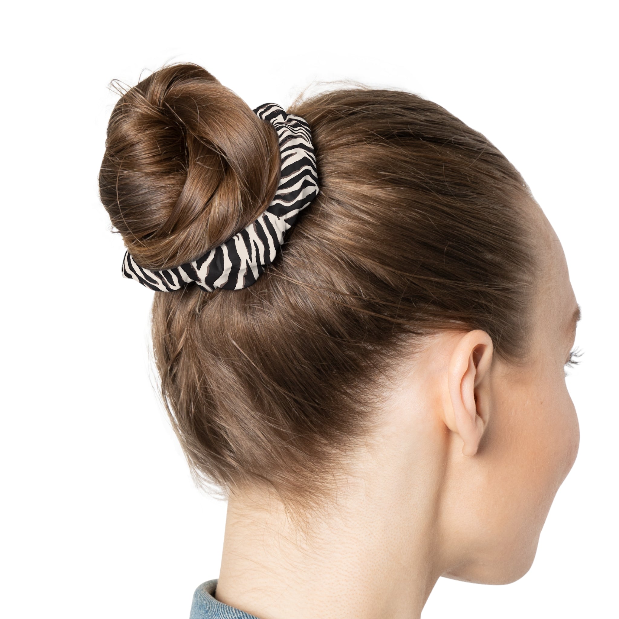 Zebra Print Scrunchie — Black & White Animal-Print Hair Tie